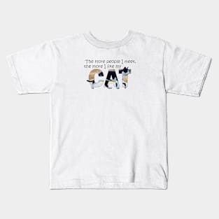 The more people I meet the more I like my cat - black and white cat oil painting word art Kids T-Shirt